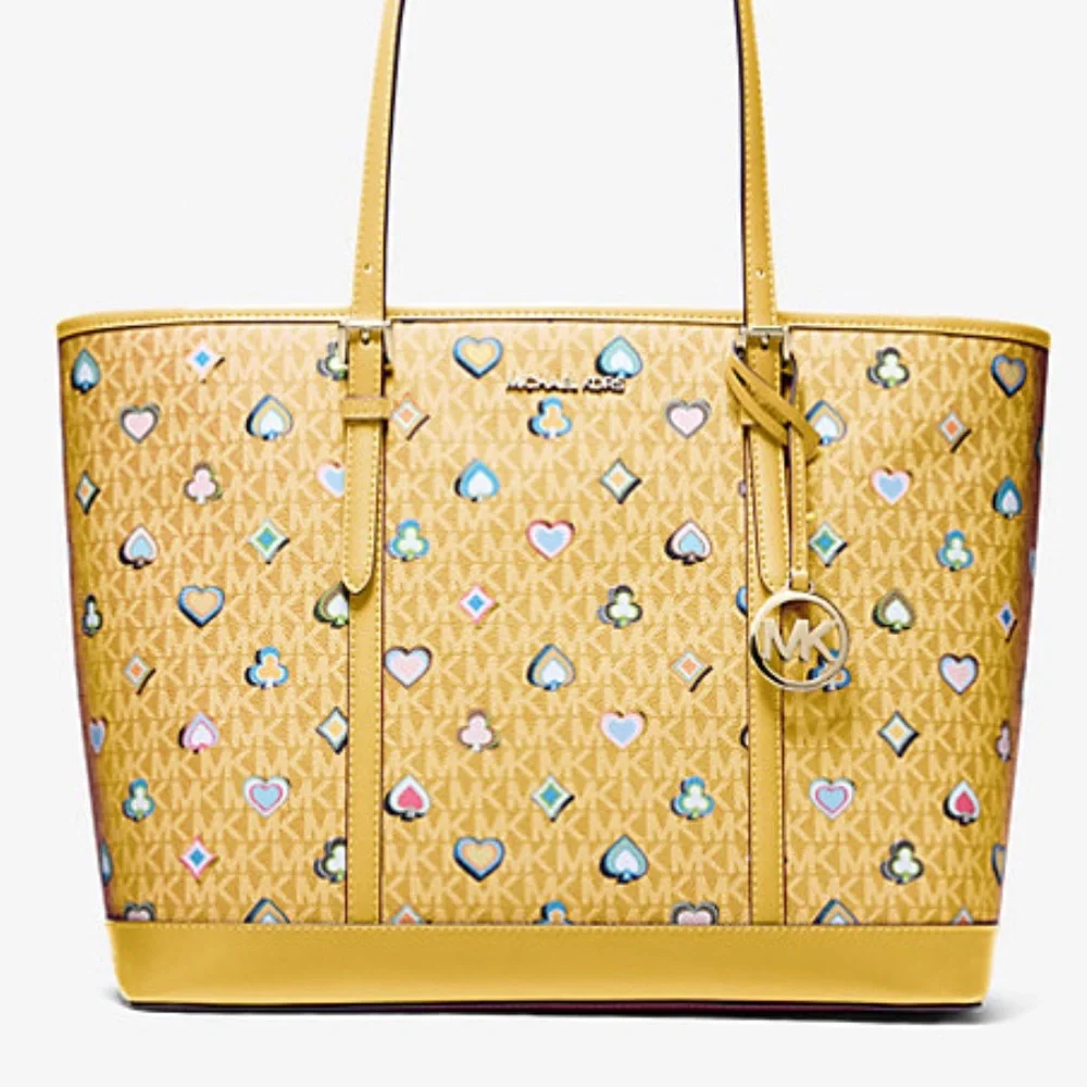 Michael Kors Jet Set Large Printed Signature Logo Tote Shoulder Bag - Picture 6 of 6